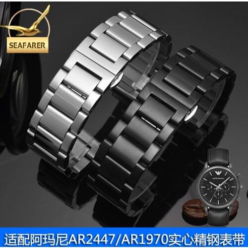 Solid Stainless Steel Watch Band for Armani Ar2447 Ar1970 Watchband Mens Watch Accessories Black 18mm 20mm 22mm Watch Strap