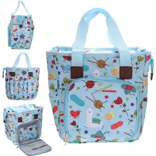 Knitting Bag Organizer Holder Wool Crochet Hooks Oxford Cloth Knitting Tote Wool Crochet Storage Bag Sewing Needles Organizer