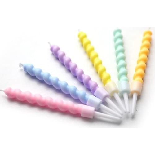 6pcs/set Thread Color Birthday Candles With Stand Cake Candle Baby Children Party Atmosphere Party Supplies Wedding Decoration
