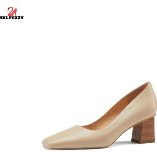 SKLFGXZY Ms. Genuine Leather Women Shoes Fashion Ankle High Heels Cowhide Wedding Party Shoes Pumps