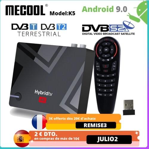 MECOOL TV Box DVB T/T2 K5 Smart Media Receiver Android 9.0 Amlogic S905X3 Dual WIFI LAN 10/100M Bluetooth 4.1 2GB 16GB