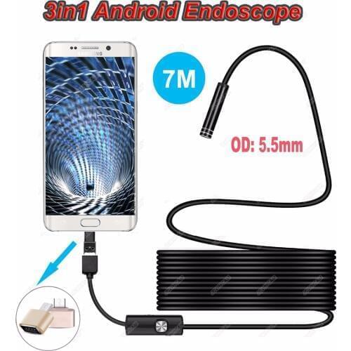 Type-c Endoscop Android USB 5.5mm 1m 3m 5m 7m Cable Camera Inspection Camera PC Android Phone Borescope Pipe Camera Endoscope