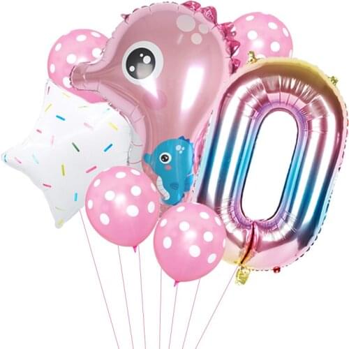 Cartoon Seahorse Ocean Animal Theme Balloons Birthday Party Decorations Baby Shower Kids Holiday Toys Helium Globos For Home