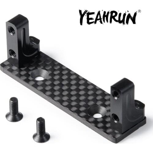 YEAHRUN Aluminum Servo Mount with Carbon Fiber Skid Plate Set for Axial SCX10-AXI03004(Capra) 1:10 RC Crawler Cars Upgrade Parts