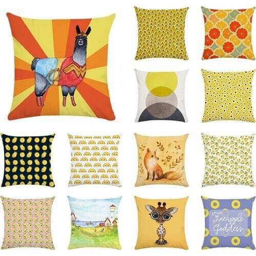 Yellow Cushion Cover 45*45 Polyester Nordic Style Decorative Pillow Case Home Decor Sofa Pillow Cover Decorative Pillowcase TP43
