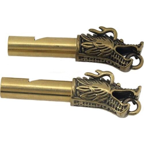 1piece Retro Brass Dragon Survival Whistle Key Chain Decoration Quality Pendant Referee Loud Whistle SOS Tool