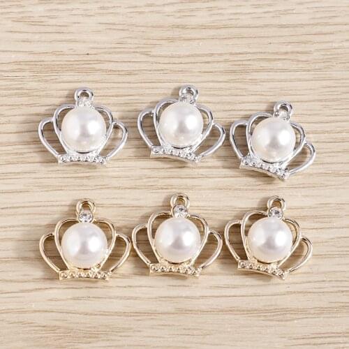 10pcs 18*17mm Alloy Crown Charms for Jewelry Making Cute Drop Earrings Pendants Necklaces Bracelets DIY Pearl Crafts Accessories
