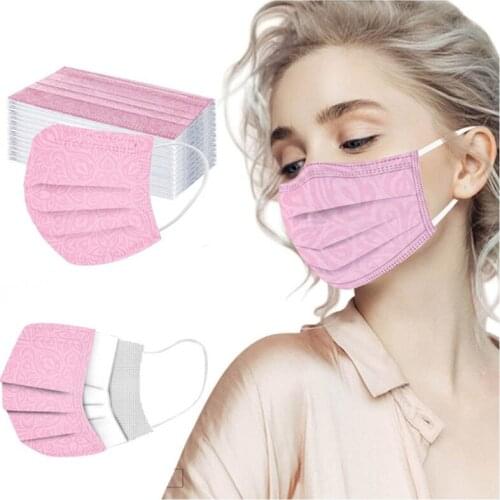 10 Pcs Safe Print Face Masks Fashion Women Dustproof Pm2.5 Filter 3-ply Breathable & Comfortable Safety Mask No Decoration