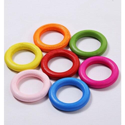 20-100pcs DIY Wooden Beads Pendant Connectors Circles Rings Beads Unfinished Mixed Colorful Natural Wood Beads Accessories