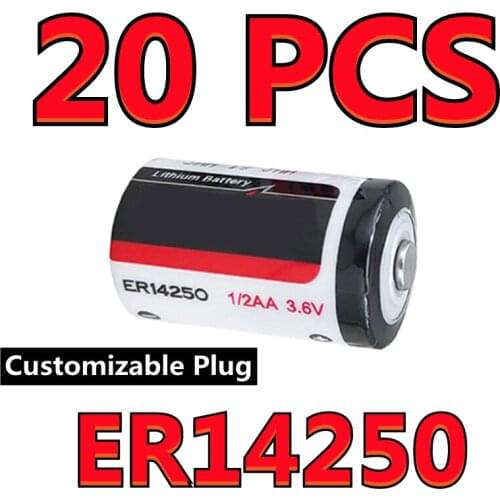 20PCS ER14250 Gas Meter Water Meter Memory Backup RFID Battery 1/2AA 3.6V Lithium Battery For EVE (Customizable Plug)