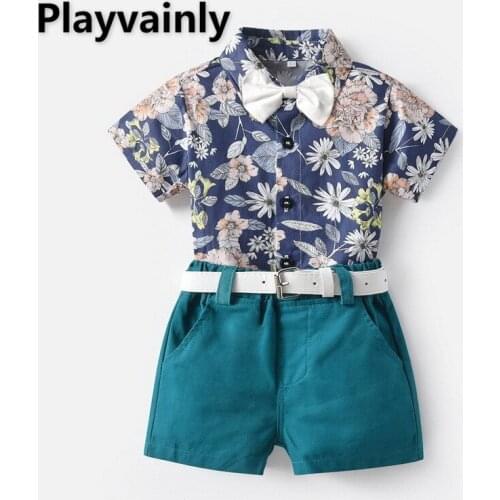 2021 Summer boy Clothing Sets Boy Floral Short Sleeve Shirt+Shorts fashion Outfit Children Clothing E100140