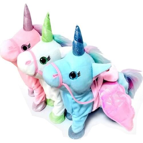 35cm Electric Walking Unicorn Plush Toy Stuffed Animal Dolls Electronic Music Unicorn Toy For Children Christmas Gifts 5 Colors