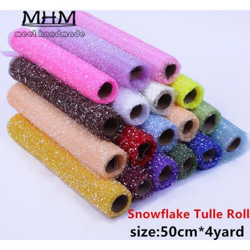 Snowflake Tulle Roll Flower Packing Fabric Spool Tutu Party Birthday Gift Wrap Wedding Events Decorative Crafts Festive Supplies