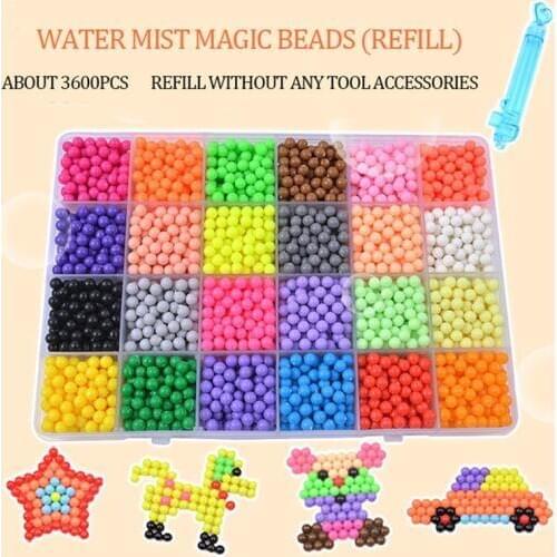 6000pcs 24 colors Refill beads puzzle Crystal DIY water spray beads set ball games 3D handmade magic toys for children