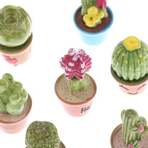 Miniature Dollhouse Fairy Garden Enchanted Potted Succulent Plants 7pcs Set