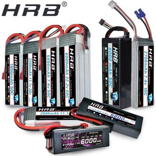 HRB Lipo 2S 7.4V 3S 11.1V 5000mah 4S 14.8V 6S 22.2V Battery 1800mah 2200mah 2600mah 3300mah 4200mah 6000mah 1/10 Car Hubsan H501