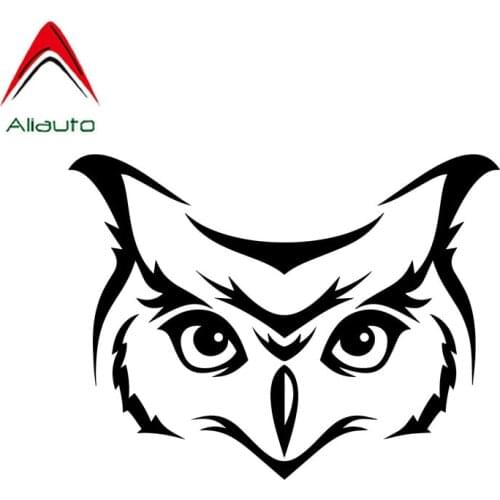 Aliauto Funny Car Sticker Owl Face Head Vinyl Outline Bird Avian Waterproof Reflective Cartoon Decal Black/Silver,13cm*9cm