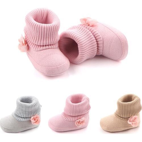 Baby Girl Boots Shoes Winter Newborn Crib Pram Bebe Shoes Infant Toddler Kids Super Keep Warm Flower Boots Booty Girls