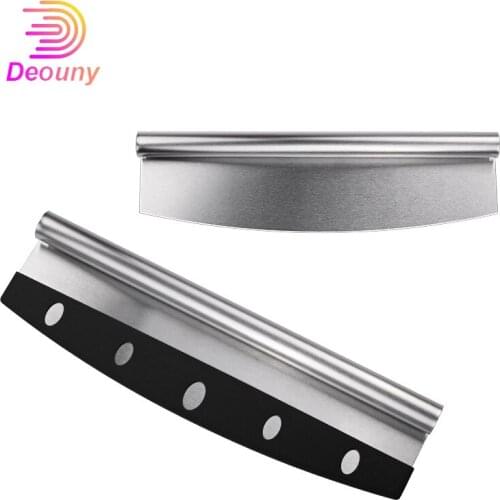 DEOUNY 13.8in With Protective Cover Rolled Scraper Chopper Multi-Purpose Stainless Steel Cake Pizza Dough Cutter Kitchen Tools