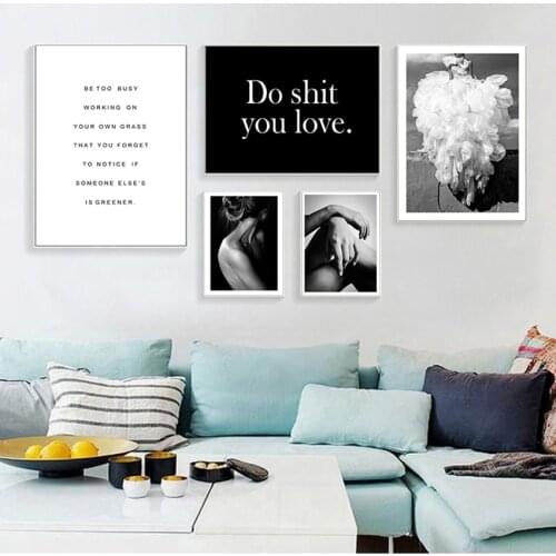 For Living Room Black And White Home Decor Scandinavian Vintage Woman Body Wall Art Canvas Prints Painting Wall Pictures