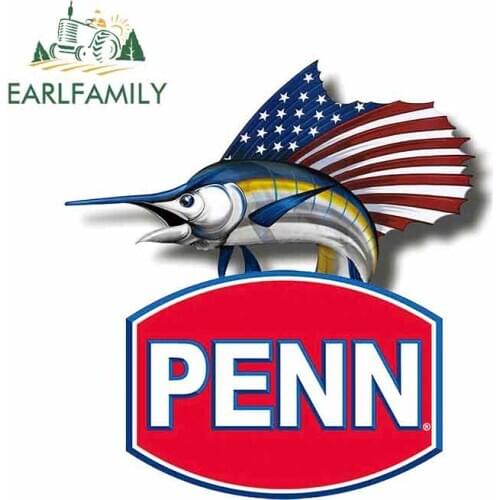 EARLFAMILY 13cm X 12.1cm For Penn Sticker Fishing Anime Wrap Sticker Vinyl Decal Sticker Car Truck Pinup Personality Sticker