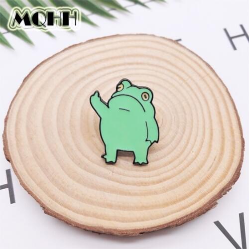 Cartoon Cute Fun Animal Frog Enamel Brooch Green Alloy Badge Clothes Backpack Pin Accessories Woman Jewelry Gift For Friends