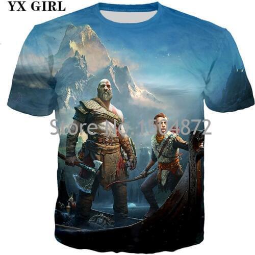 2018 New Men/Women 3D Print Character T shirt God Of War Kratos Tees T-shirt Unisex Polyester O-Neck T-shirts Tops Dropshipping