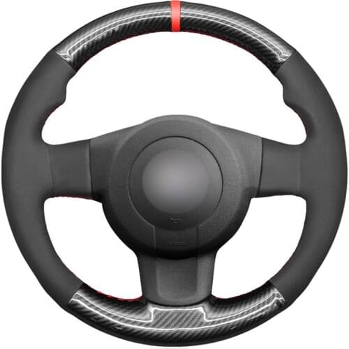 Handsewing Black Suede Carbon Fiber Car Steering Wheel Cover for Seat Leon (1P) FR 2007 Leon (1P) Cupra 2007 Ibiza (6L) FR 2006