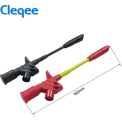 High quality Cleqee P5005 2pcs 10A Professional Piercing Needle Test Clips Multimeter Testing Probe Hook with 4mm Socket