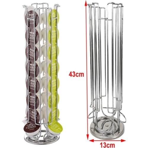 Coffee Pod Holder Rotatable Plating Capsule Metal Stainless Rack Storage 24/32PCS Dolce Gusto Coffee New Straight Row New Racks