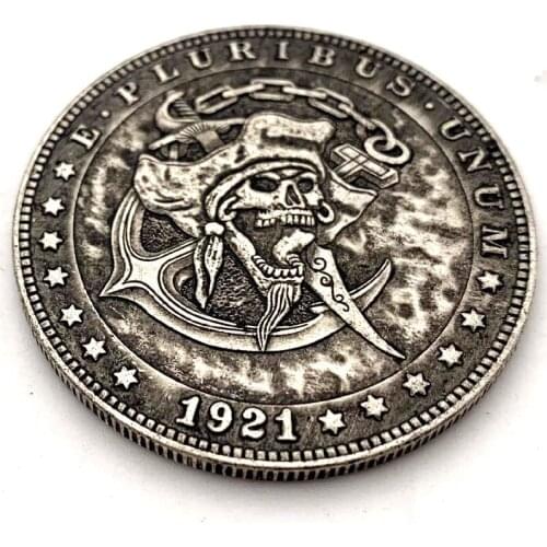 1921 American Pirate Skull Coin Commemorative Collectible Coin Gift Lucky Coin