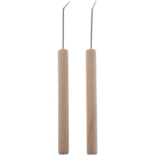 2Pc Beech Wood Knitting Machine Loom Hook Tool for Knitting Craft