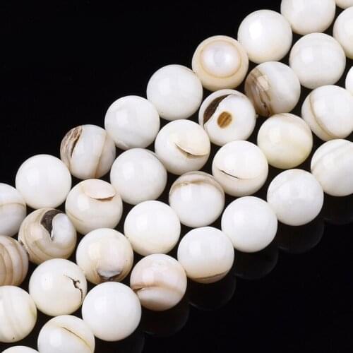 5 Strand 5/6/7/8mm Round Freshwater Shell Seashell Beads Strands for jewelry making bracelet necklace DIY Crafts Accessories F70