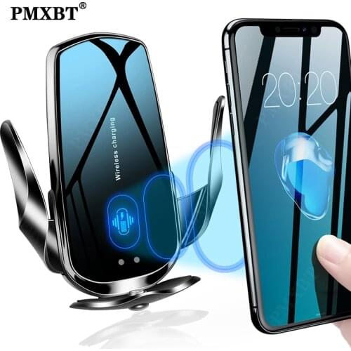 Magnetic USB Car Wireless Charger Automatic Clamping Car Mount For iPhone 12 11 XS Samsung Infrared Sensor Phone Charging Holder