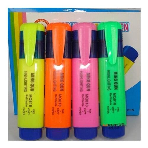 Cute creative stationery candy color large capacity oblique highlighters 4 colors 12pcs free shipping