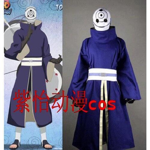 Naruto Akatsuki Ninja Tobi Obito Madara Uchiha blue Jacket Cosplay Costume top+pant+gloves (No Mask)