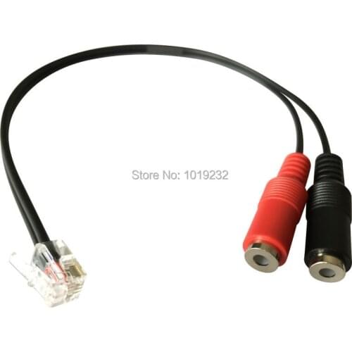 NEW Free Shipping Dual 3.5mm PC Female Jack to RJ9 Plug for Analog PC Headset to Telephone Headset Computer 3.5mm to RJ9 adapter