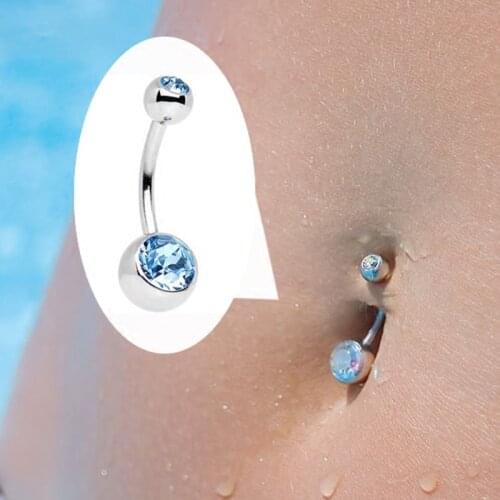Summer New Sexy Piercing Navel Nail Body Jewelry Rhinestone Bling Pendant Bar Crystal Belly Button Rings for Women Girls