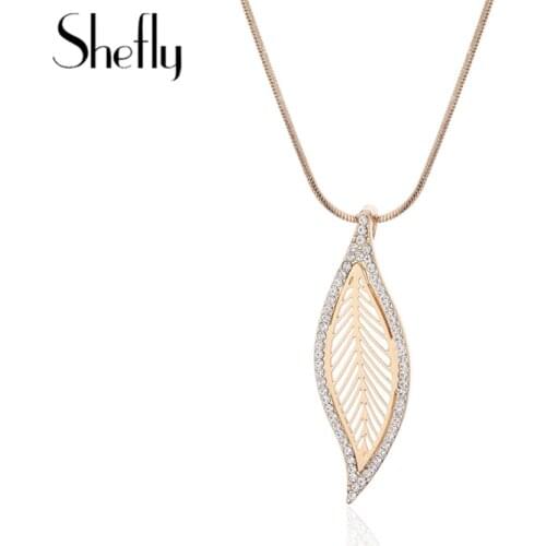 Crystal Leaf Pendants Necklace For Women Rose Gold Color Choker Short Necklace Jewelry Gifts Pendants Collares Wholesale