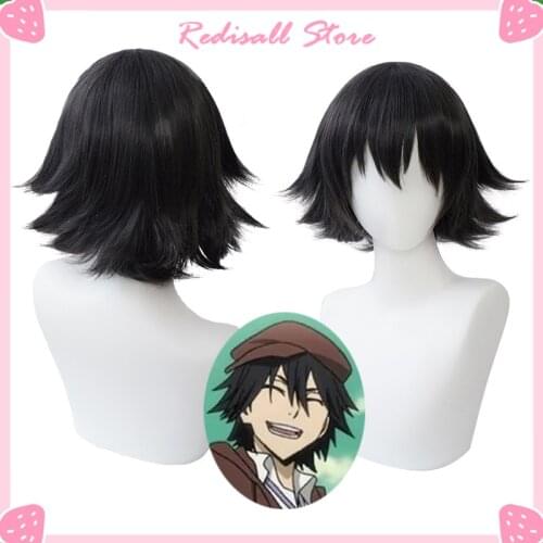 Bungou Stray Dogs Cosplay Edogawa Ranpo Wig Short Black Stick-up Heat Resistant Hair Anime Role Play