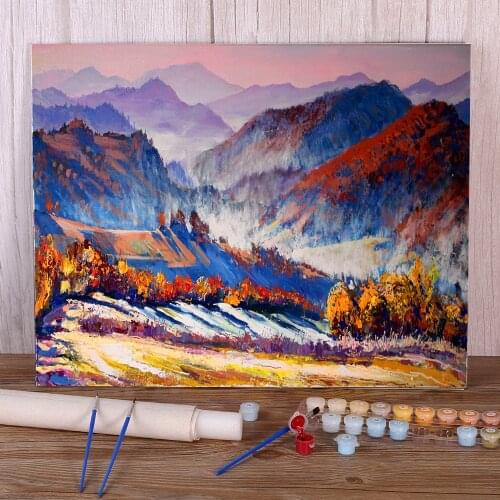 Landscape Morning Fog. Etude. Painting By Numbers Complete Kit Oil Paints 50*70 Canvas Pictures Home Decor Children Drawing