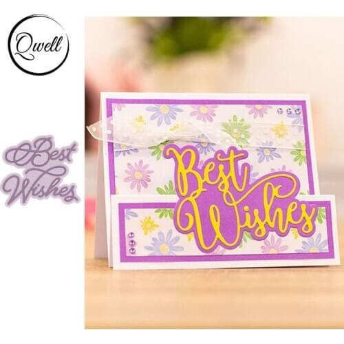 QWELL Word Best Wishes Metal Cutting Dies for Scrapbooking and Card Making Paper Embossing Craft New 2019 die cuts