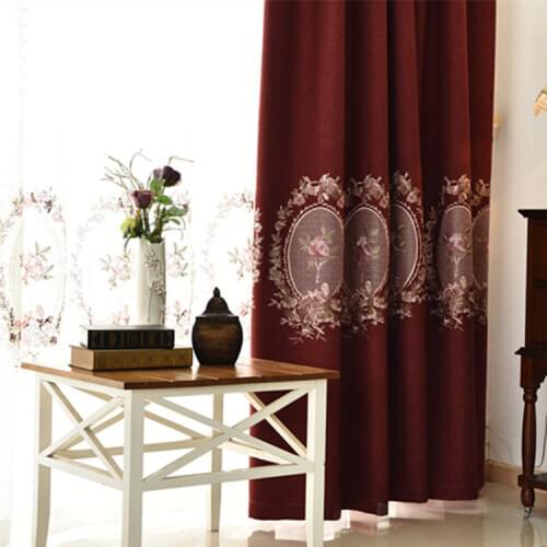 European-Style Luxury American-Style Full Shade Embroidered Curtains for Bedroom Living Room Luxury Home Decor Red Curtains