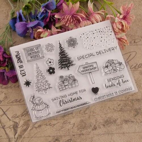 Christmas Tree Snowman Silicone Clear Stamp Seal DIY Scrapbook Embossing Album Decor Craft Art M17D