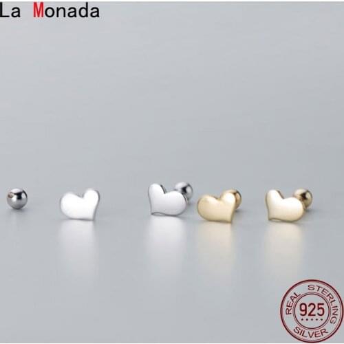 La Monada Small Heart 925 Silver Earrings For Women Minimalist Korean 925 Sterling Silver Earrings Stud Nut Jewelry For Women