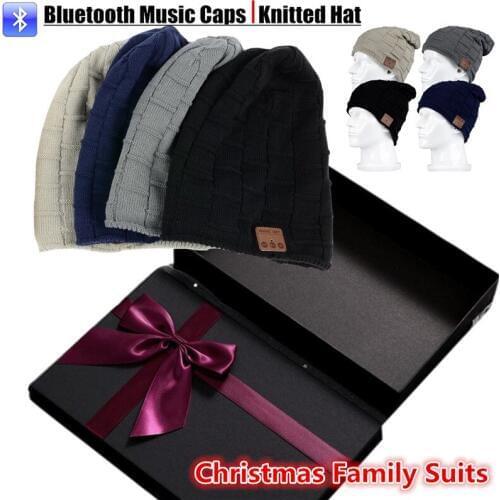 Christmas Gift 4pcs/set Bluetooth Beanie Knitted Plus Velvet Warm Hat Headset Speaker Mic Hand-free Mp3 Magic Smart Music Cap