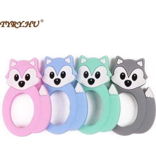 TYRY.HU fox Silicone Teether Baby Teether Pendant BPA Free Baby Teething Silicone Beads