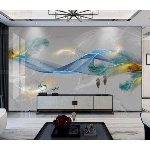 3D HD light luxury marble color smoke feather wallpaper living room sofa TV background wall dining room mural papel DE parede