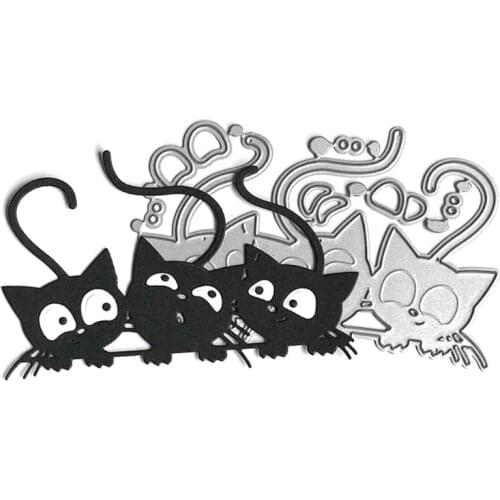 1Pc Cute Cat Board Mould Embossing Stencil DIY Printing Steel Mould Scrapbook Album Paper Card Mould for Card Making