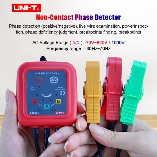 UNI-T UT262A UT262C Non-Contact 3 Phase Detector;live wire detection;phase identipcation;missing-phase judgment AC voltage meter